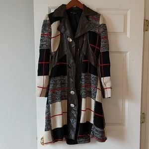 Betsey Johnson Long Plaid Sweater Coat